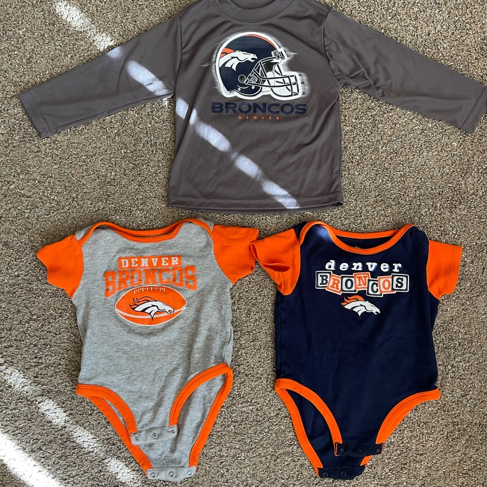 Broncos baby Bundle - 2 Onesies and 1 Long sleeve shirt 18mo